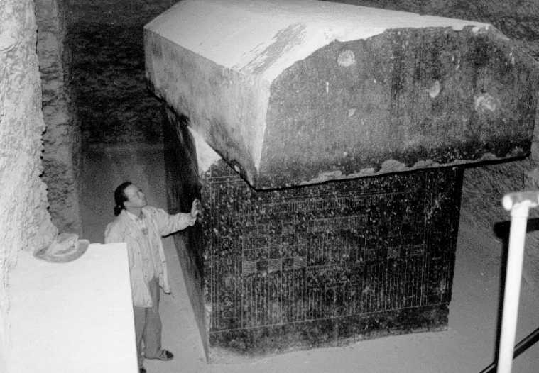 An image of the massive Sarcophagi at the Serappeum of Saqqara.