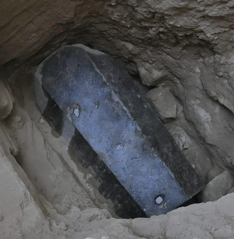 A recently unearthed granite Sarcophagus in Alexandria